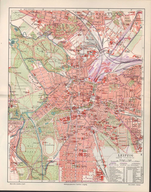 LANDKARTE CITY MAP 1906: Stadtplan: LEIPZIG OHNE VORORTE ...