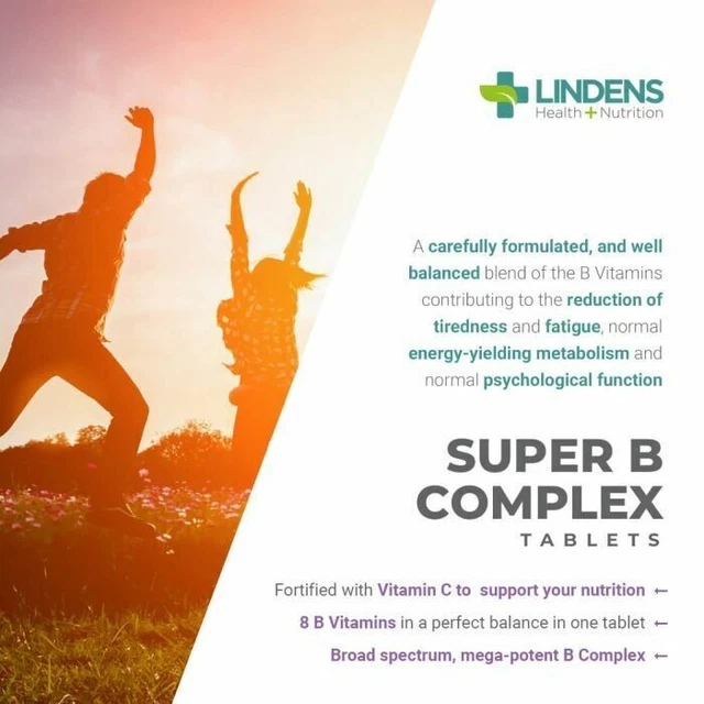 SUPER VITAMIN B Complex plus Vitamin C, Reduce Tiredness (90 tablets