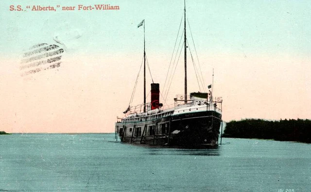 Postcard Ship SS Alberta near Fort William Thunder Bay 1909 Postal Cancel