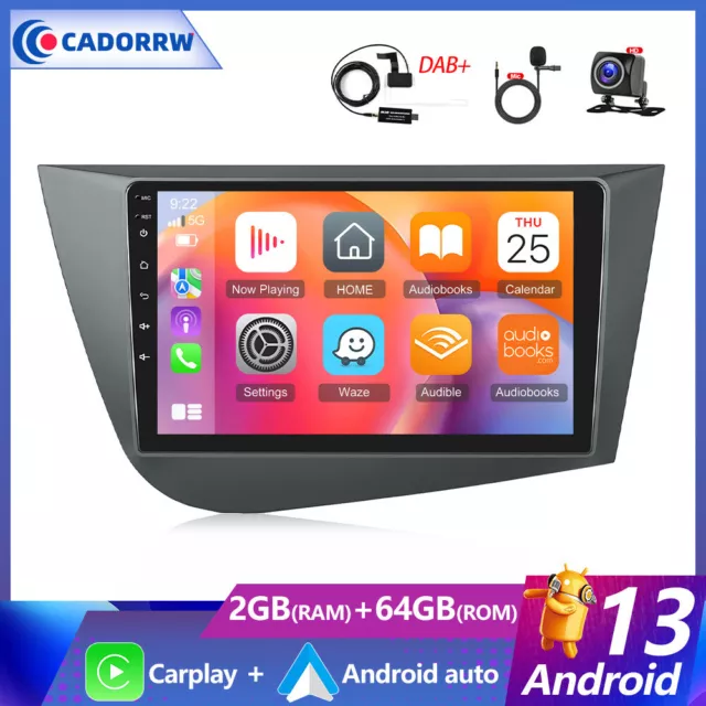 DAB+64GB 9Car Stereo Android 13 CarPlay GPS NAVI Radio For Seat Leon 2005-2015