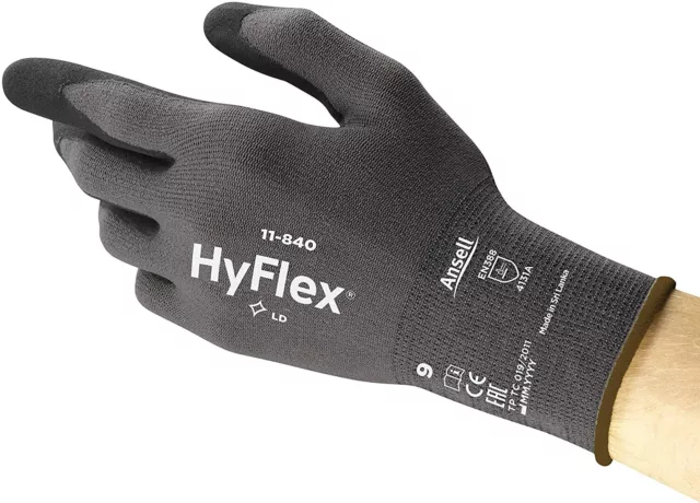 Ansell Hyflex 11-840 Ligero Cómodo Elástico Fortix Guantes Espuma Nitrilo