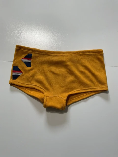 Vintage 40s 50s Swimwear Swim Trunks Knit Pattern Mens Yellow Bathing Suit