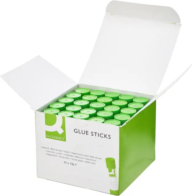 Q-Connect Glue Stick, 10 G, Pack of 25, Green