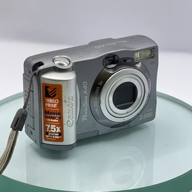 Canon PowerShot A40 2.0MP Compact Digital Camera Silver-Takes AA-Tested#VGC#660