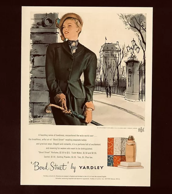 1948 Yardley Perfume Advertisement Pretty Woman Bond Street Vintage Art Print AD