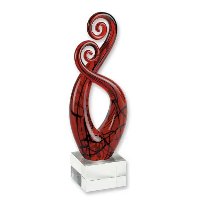 Murano Style Art Glass Pietro Black and Red Centerpiece for Home Decor 13 Inches