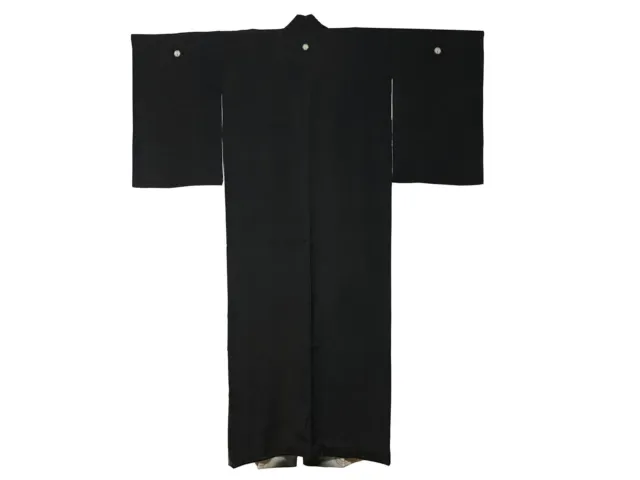 Vintage Formal Black Silk Myogamon Montsuki Tomesode Kimono: ROct18D 2