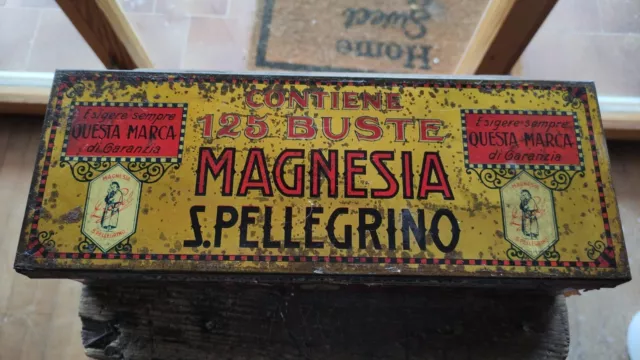 Scatola in latta Magnesia S.Pellegrino conf. grande da 125 buste