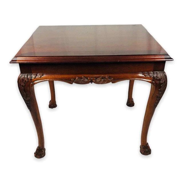 Lane Claw Foot Ball Chinese Chippendale Table Style 1435 05 Vintage Dark Wood