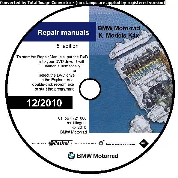 Bmw K1200 K1300 S R Gt Workshop Manual 12/2010  Manuel D'atelier Reprom Dvd Cd