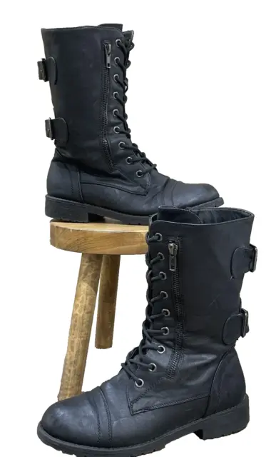 Forever Link Lace-Up Zipper  Military Sz 7 Womens Combat Boots Military Style