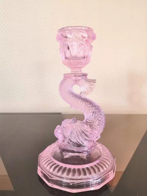 Vase en verre rose poisson Koi Design années 70