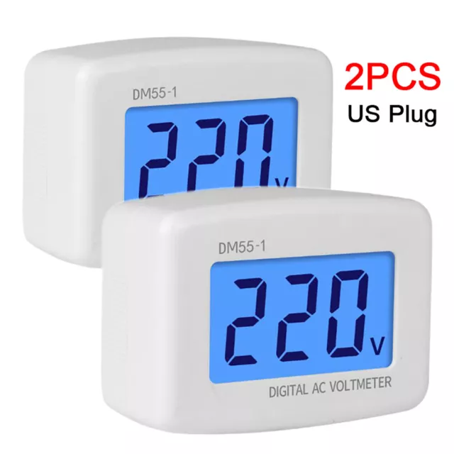 2X LED Digital Voltage Meter DM55-1 AC 110-220V US Plug Voltage Tester Voltmeter