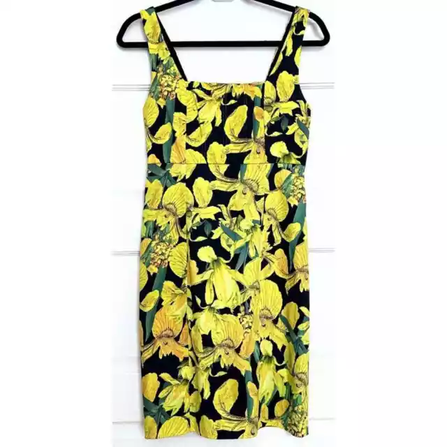 ALICE + OLIVIA Floral Print Yellow Fitted Corsage Mini Dress Size 2