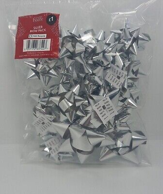 Pack Of 25 Gift Bows in Silver Festive Christmas Birthday Present  Decoration