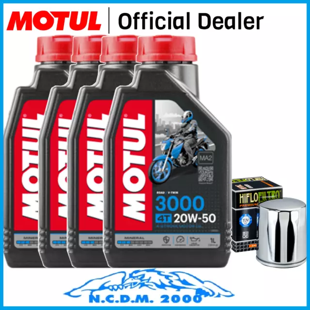 Oil Replacemenet Kit Motul 3000 20W50 Harley Davidson XLH 883 Sportster Hugger