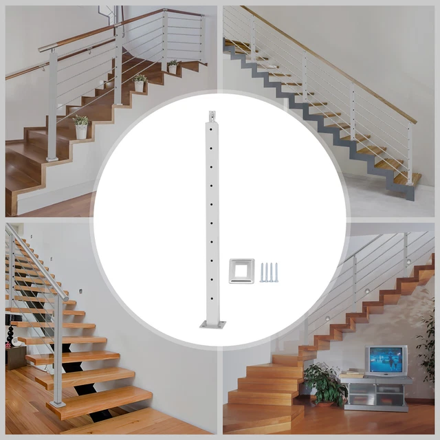 CABLE RAILING POST Stainless Steel Step Mounting Bracket Stair System ...