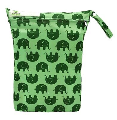Reusable Baby Cloth Diaper Nappy Wet & Dry Bag  Emerald Elephants