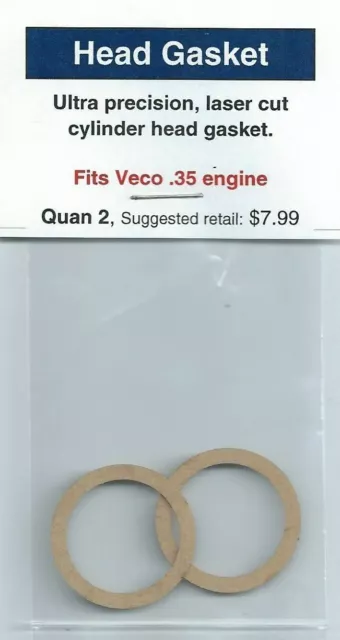 Aftermarket Cylinder Head Gasket 2 Pack, Fits Veco .35 NIP