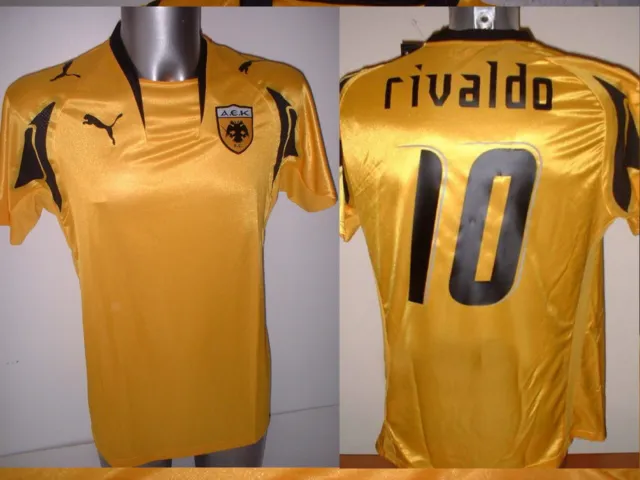 AEK Athens Rivaldo Puma BNWT Brazil Greece S M XL Shirt Jersey Football Soccer