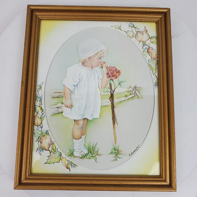 Rosas vintage 1975 Nursery ART olor infantil 11x9 pulgadas de E Livesey