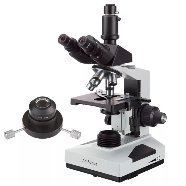 AmScope 40X-2000X Trinokular Verbindung Darkfield Mikroskop W Öl Kondensator