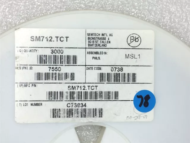 SM712.TCT Semtech SM712 TVS DIODE 12V/7V 26V/12V SOT23-3 ROHS 30 PIECES
