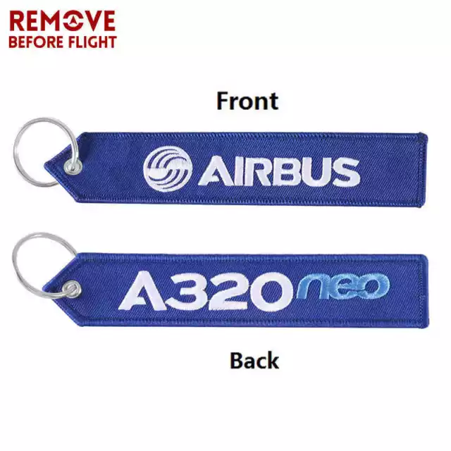 23 Keyrings Airbus A320 Neo Blue Remove Before Flight tag keychain pilot