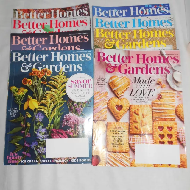 Better Homes & Gardens Magazines Lot 0f 8 Feb, March, June -November 2019