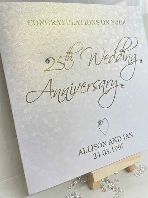 PERSONALISED SILVER WEDDING Anniversary Card Handmade 25th Anniversary ...