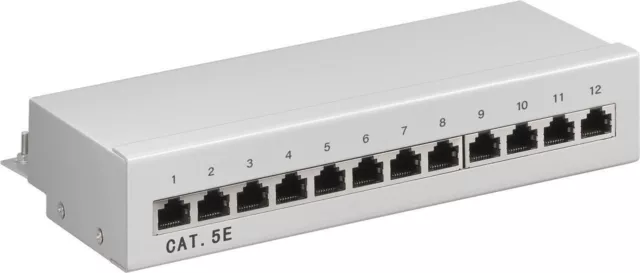 5x CAT 5e Panel de conexión Ethernet 12 puertos STP blindado; NET PATCH PANEL CAT5e 12 P