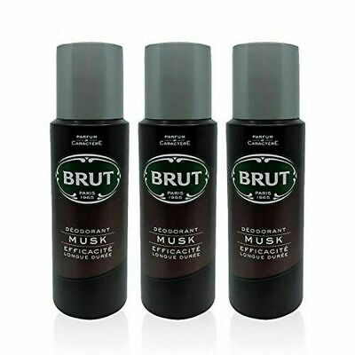 Brut Almizcle Larga Duración Desodorante para Hombre Pack De 3 200ml Cada