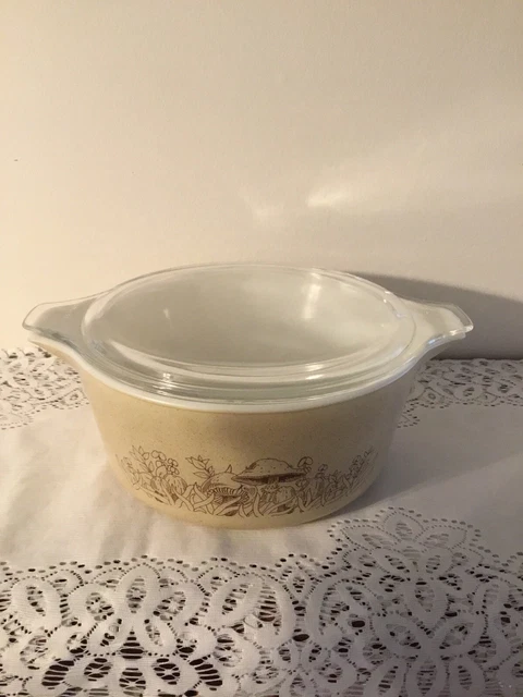 Vintage Pyrex 475-B Forest Fancies Mushroom 2.5 QT. Covered Casserole Dish