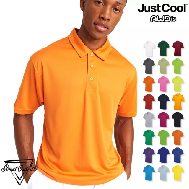Mens Quick Dry Polo Shirt Short Sleeve Gym Top Workout Polyester Sports AWDis