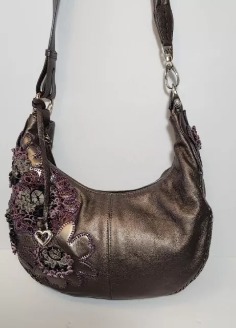 Brighton Fabiola 3D Applique Masterpiece Floral Embroidered Shoulder Handbag$450