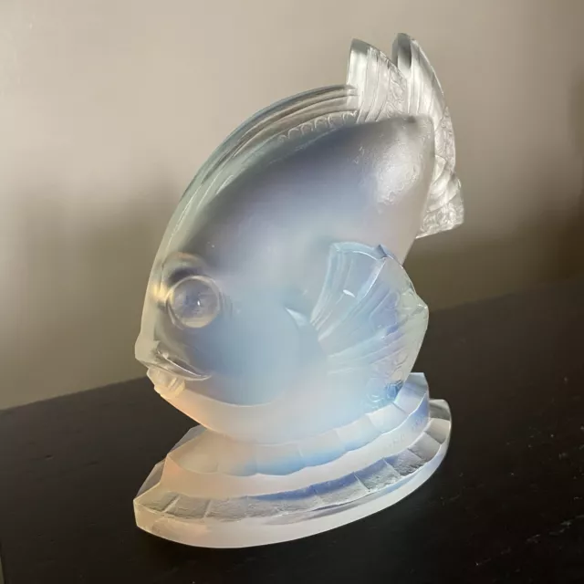 Vintage SABINO FRANCE Opalescent Iridescent Glass Fish Figurine Statue SIGNED 2