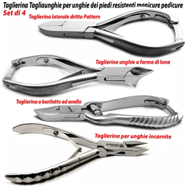 Taglierina Tagliaunghie per unghie dei piedi resistenti manicure pedicure 4 pz