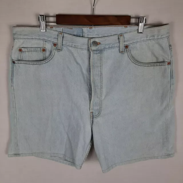 Vintage Levi's 501 Button Fly Light Wash Denim Shorts 38 Made in USA 1994