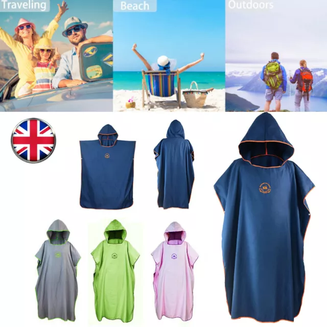 Hooded Poncho Towel Changing Robe Adult Beach Towel Surf Swiming Men Women