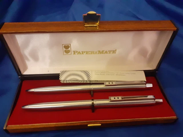 Retro Vintage PAPER MATE DOUBLE HEART Powepoint Pen & Pencil Set