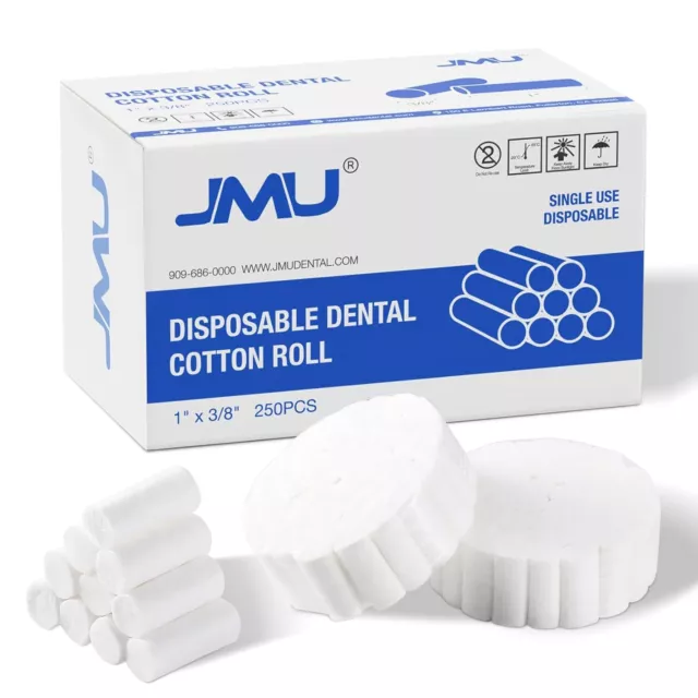 250pcs/Box JMU Dental Cotton Rolls Nosebleed Plugs Non-Sterile, 1" x 3/8"