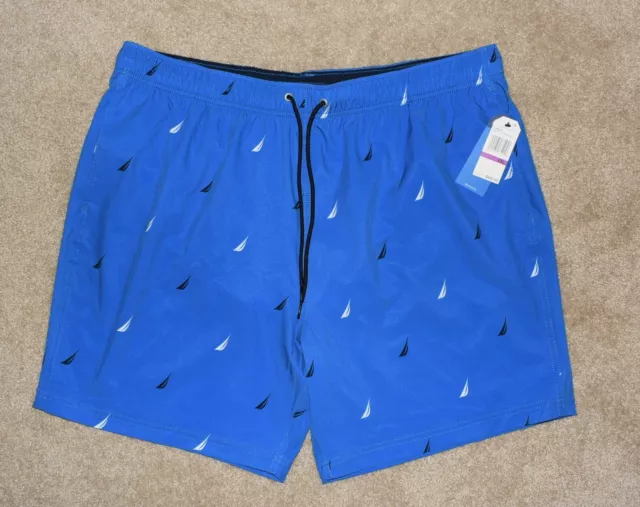 New Mens Nautica Swim Trunks XXL Blue Sailing Quick Dry Lined Performance Shorts