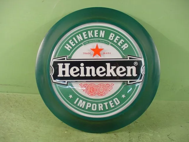 Vintage Heineken Beer Light Up Round Beer Distributor Sign 17" Working Man Cave