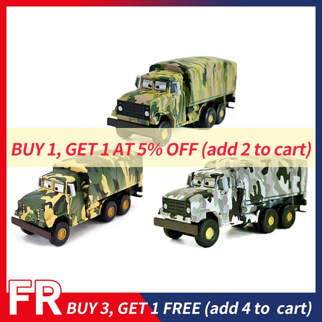 Disney Pixar Cars 1:55 autos McQueen&Army truck Diecast Metal Model Kid Gift New