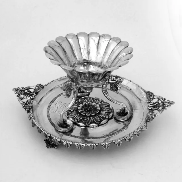 Spanish Colonial Braserillo Cigar Lamp Coin Silver Mono ZY
