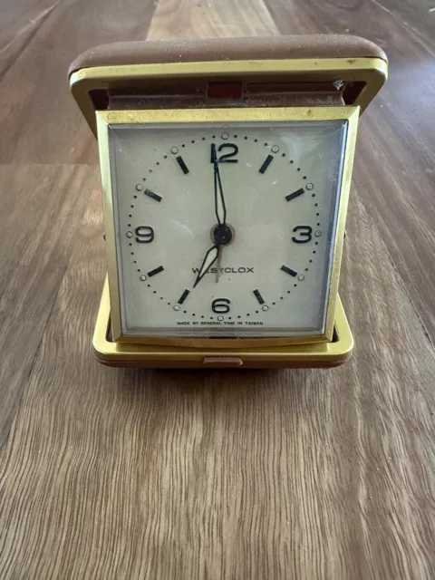 Vintage Wind Up Westclox With Alarm Fold Up For Travel