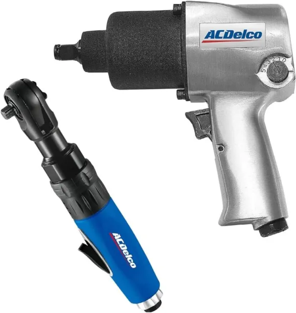 Pneumatic Heavy Duty Twin Hammer ½” 5-Speed Impact Wrench & 3/8” Ratchet Wrench