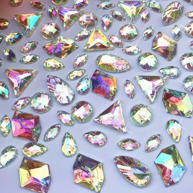 AB clear Rhinestone Gem mix assorted Jewel crystal Shape Faceted flat back Size