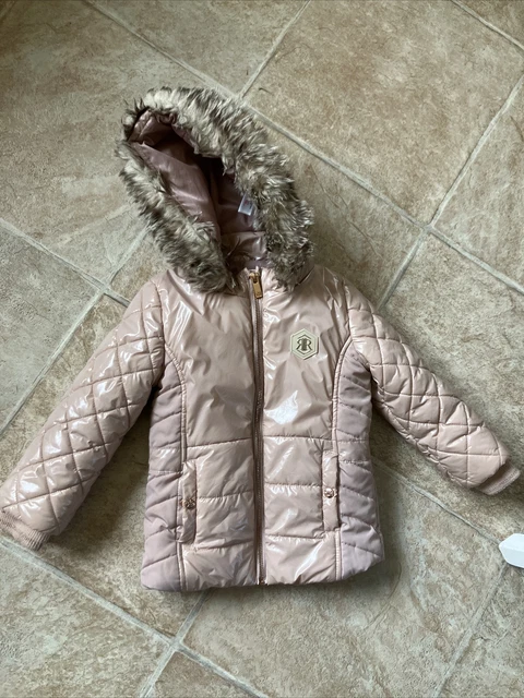 river island girls rose gold pink coat age 2-3 years