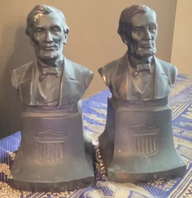 Pair of Vintage Bookends. Abraham Lincoln. Solid Brass. 7" Tall.